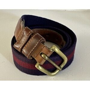 Coach wool leather brass Brown and Navy Men's Belt 40